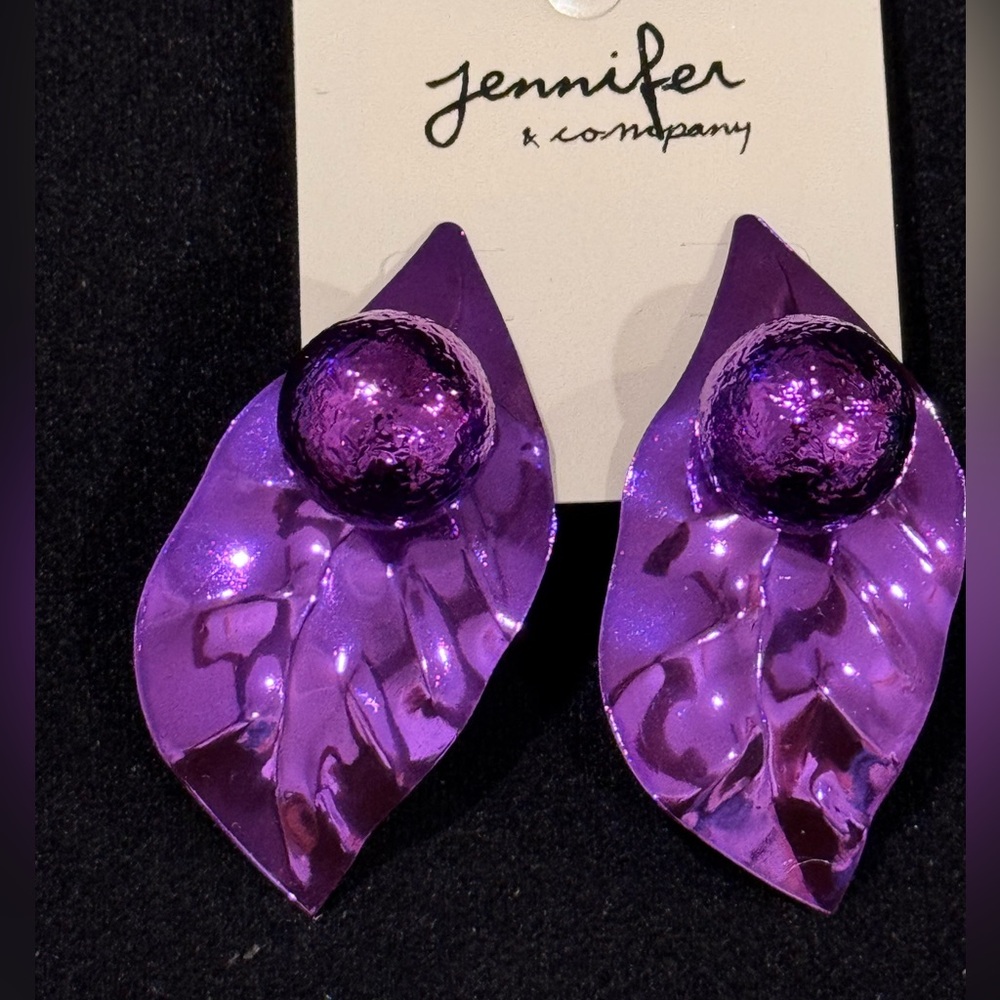 Jennifer & Company Purple Floral Post Statement Earrings Glam Boutique